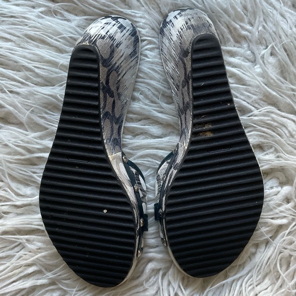 Coach Natala Black/White Canvas Leather Trim Slip-On Wedge Sandals EUC Size 10 - Picture 6 of 10